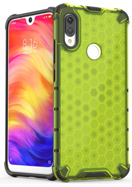 Petek Deseni Şok Geçirmez Tpu+Pc Xiaomi Redmi Için Hybrid Telefon Kılıfı Not 7/not 7 Pro (Hindistan)/not 7s-Green (Yurt Dışından)