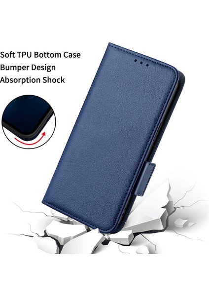 Litchi Doku Pu Deri+Tpu Tampon Stand Kapağı Tam Koruyucu Telefon Kasası Xiaomi Redmi Için Cüzdan ile Not 8/not 8 2021-DARK Mavi (Yurt Dışından)