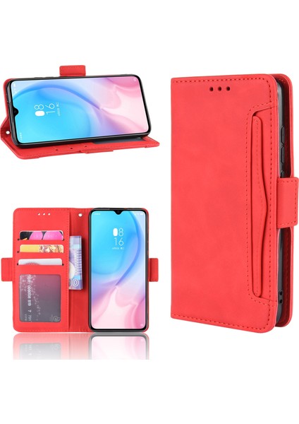 Cüzdan Standı Deri Telefon Kasası Xiaomi Mi CC9E/MI A3-Red Için Birden Fazla Kart Yuvası ile (Yurt Dışından)