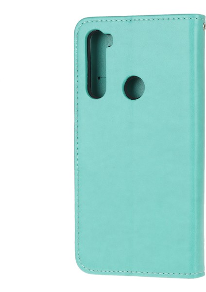 Xiaomi Redmi Için Kelebek Çiçek Deri Cüzdan Kılıfı Not 8-Yeşil (Yurt Dışından)