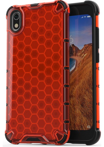 Petek Deseni Tpu+Pc Hibrit Şok Geçirmez Telefon Xiaomi Redmi 7A-RED Için (Yurt Dışından)