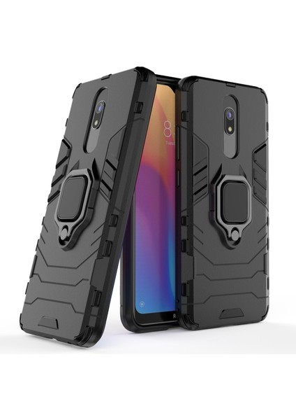 Xiaomi Redmi 8A-BLACK Için Serin Koruma Parmak Yüzüğü Kickstand Pc+Tpu Hibrid Kabuk (Yurt Dışından)