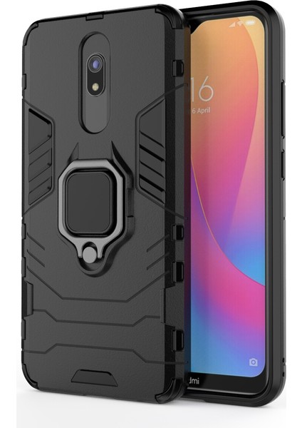 Xiaomi Redmi 8A-BLACK Için Serin Koruma Parmak Yüzüğü Kickstand Pc+Tpu Hibrid Kabuk (Yurt Dışından)