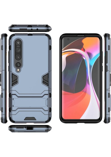 Xiaomi Mi 10-Blue Için Kickstand Gövdeli 2'si 1 Arada Plastik+Tpu Telefon Kabuğu (Yurt Dışından)