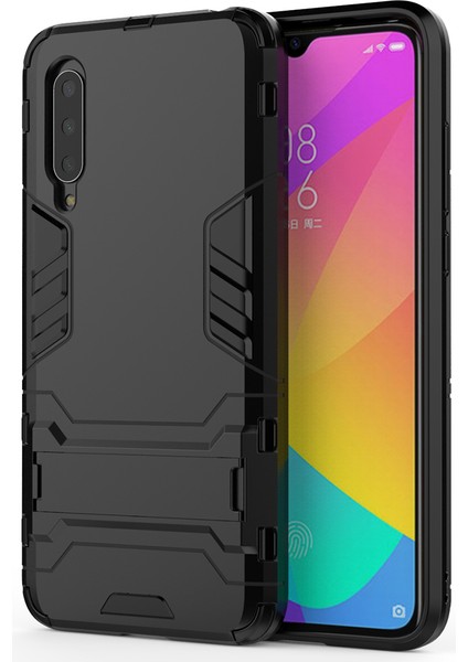 4U Sky Xiaomi Mi 9 Lite/ Mi Cc9/ Mi Cc9 Meitu Edition-Black Için Kickstand ile Plastik+Tpu Hibrit Kılıf (Yurt Dışından)