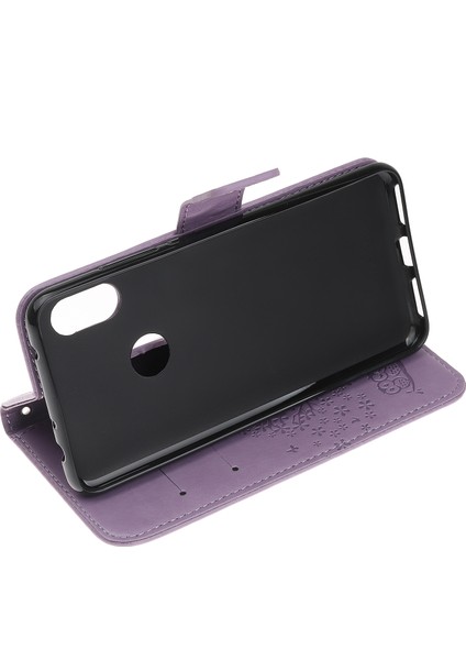 Baskı Ağacı Baykuş Cüzdan Standı Deri Flip Telefon Kılıfı Xiaomi Redmi Not 7s/not 7/not 7 Pro (Hindistan)-Işık Mor (Yurt Dışından)