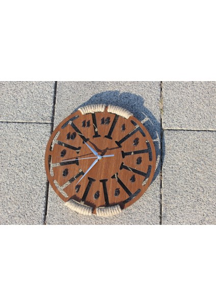 Halat Sarmalı Dekoratif Ahşap Duvar Saati