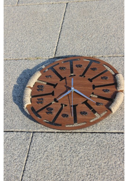 Halat Sarmalı Dekoratif Ahşap Duvar Saati modelleri