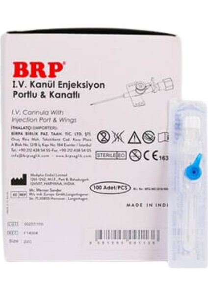 Brp - Anjiokat 22g Mavi - 100 Adet