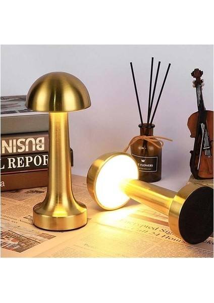 Retro Dokunmatik Mantar Model Şarjlı LED Masa Lambası