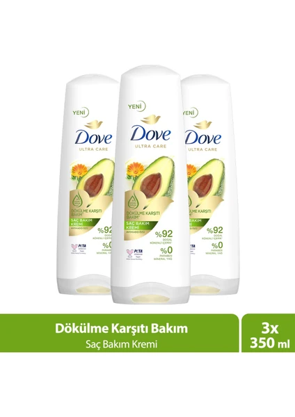 Saç Bakım Kremi Dökülmeye Karşı Bakım Avokado Özü & Kalendula Özü 350 ml X3