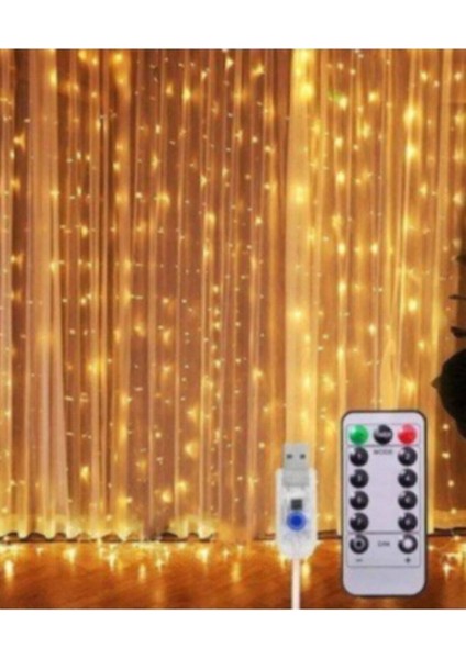 Kumandalı 8 Ayrı Moda Sahip 3MX3M Perde LED 3 Metre ( 3 mt x 3 mt ) Perde LED Peri LED USB