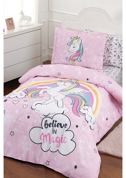 Unicorn Tek Kişilik Lastikli Fitted Çarşaf Nevresim Takımı