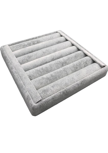 Yerli Üretim Süet Kumaş Gri Renk 15 cm / 15 cm Yüzük Sergileme Standı