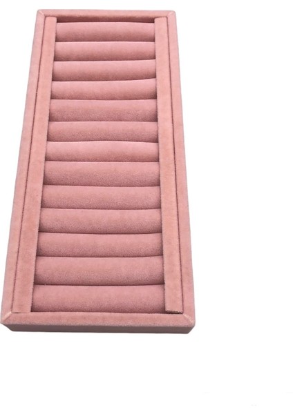 Yerli Üretim Süet Kumaş Pembe Renk 25 cm / 11,5 cm Kelepçe-Bileklik Sergileme Standı