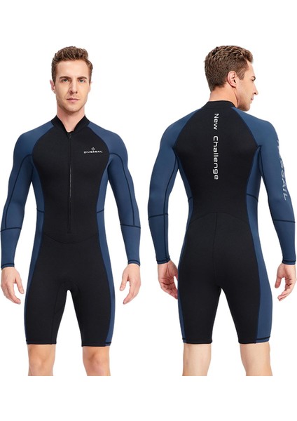 Erkekler Wetsuit Shorty Tüplü Dalış Takımı Su Sporları Şnorkel Yasağı Için Uzun Kollu L (Yurt Dışından)