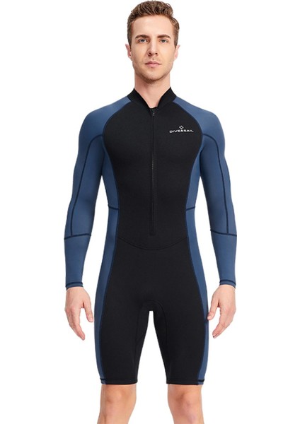 Erkekler Wetsuit Shorty Tüplü Dalış Takımı Su Sporları Şnorkel Yasağı Için Uzun Kollu L (Yurt Dışından)