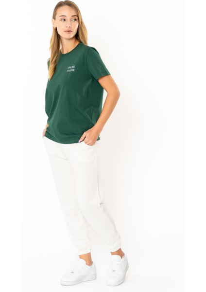 Amore Regular T-Shirt Kadın - Yeşil indirimleri
