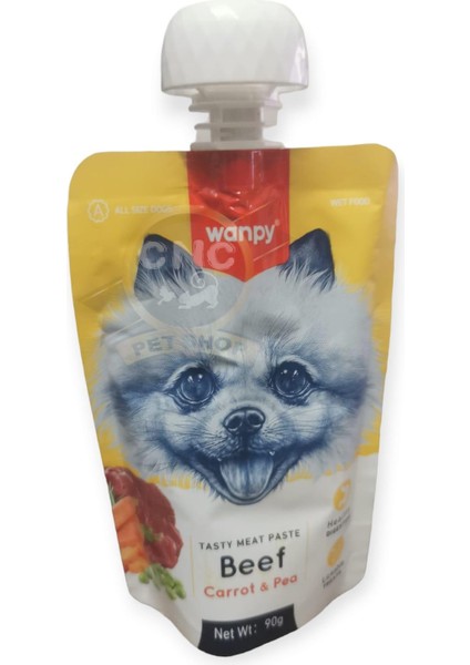 Taze Sığır Havuçlu Bezelyeli Et Ezme Sıvı Köpek Maması Ödül 90 G