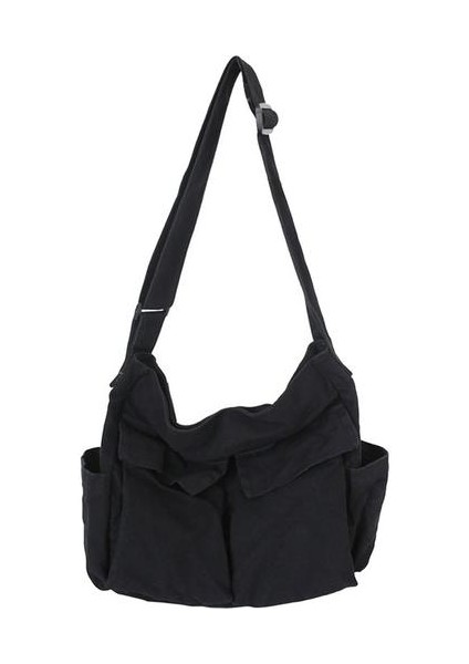 Moda Omuz Çantası Messenger Çanta Büyük Kapasiteli Tuval Tote Lady Kadınlar Için Bir Boyutu Siyah (Yurt Dışından)