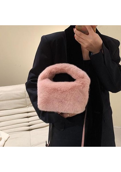 Yumuşak Kabarık Faux Kürk Çanta Peluş Tote Günlük Fermuar Kare Seyahat Sokak Crossbody Çanta (Yurt Dışından) fırsatları
