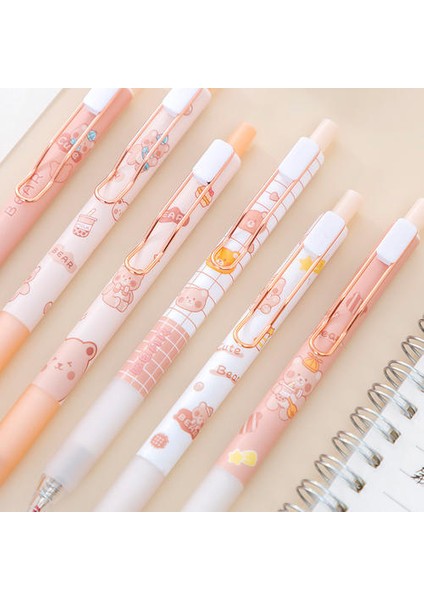 6'lı Kawaii Karikatür Ayı Mekanik Jel Mürekkep Kalemi (Yurt Dışından) modelleri