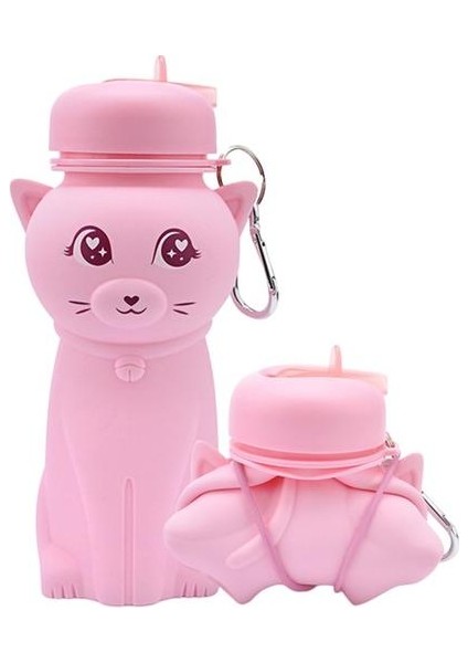 Çocuk Su Kupası Taşınabilir Damla Geçirmez ve Sızdırmaz Silikon Katlanır Su Şişesi 550 ml (Yurt Dışından)