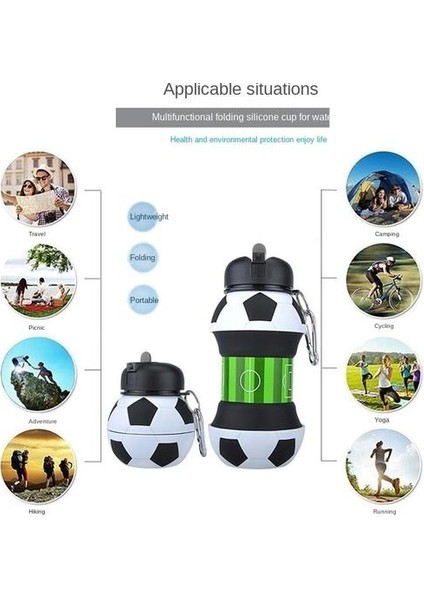 Çocuk Su Kupası Taşınabilir Damla Geçirmez ve Sızdırmaz Silikon Katlanır Su Şişesi 550 ml (Yurt Dışından) fırsatları