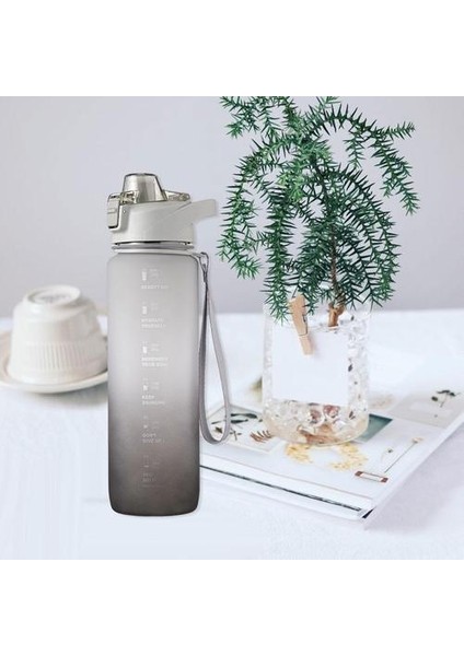 1l Zaman Işaretli Bpa'sız Su Şişesi - Gri (Yurt Dışından)