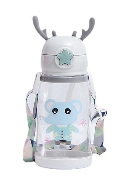 600ML Sevimli Desenli Sızdırmaz Su Matarası - Beyaz (Yurt Dışından)
