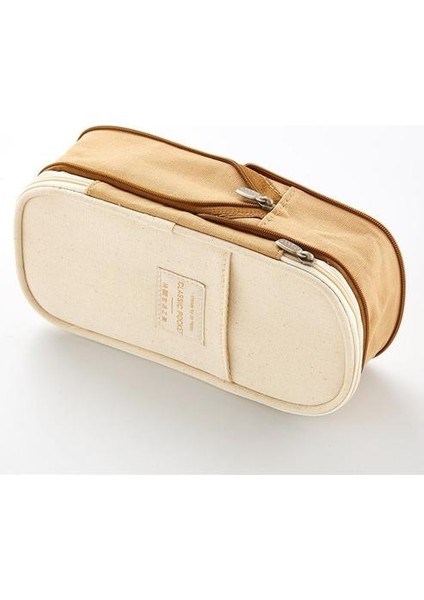 Pamuklu ve Keten Büyük Kapasiteli Kalem Çantası - Haki (Yurt Dışından)