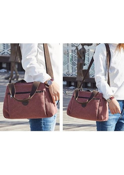 Bayan Vintage Orta Kanvas Omuz Çantası Messenger Cüzdan (Yurt Dışından) modelleri