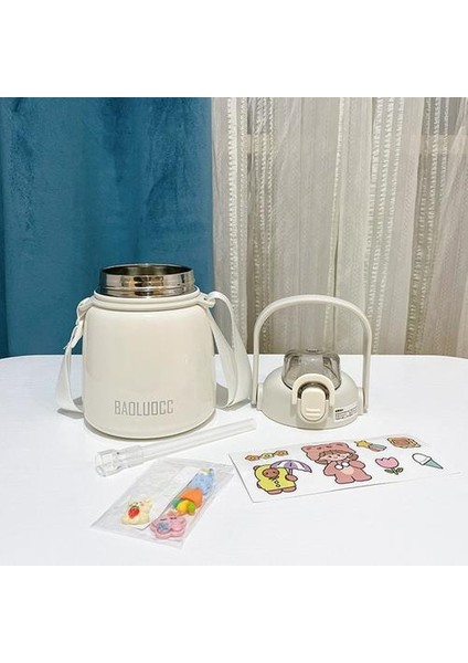 650ML Sevimli Desenli Sızdırmaz Su Matarası - Gri (Yurt Dışından)