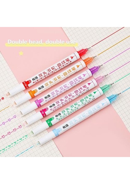 6 Adet Marker Kalem Çift Kafa Işaretleme Silindiri Ucu Dıy Scrapbooking Eğrisi Hattı (Yurt Dışından) fiyatları