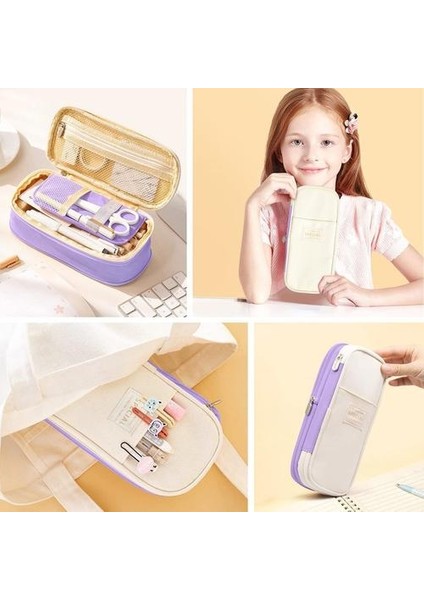 Büyük Kalem Kutusu Genişletilebilir Kalem Kutusu-Mor (Yurt Dışından) fırsatları