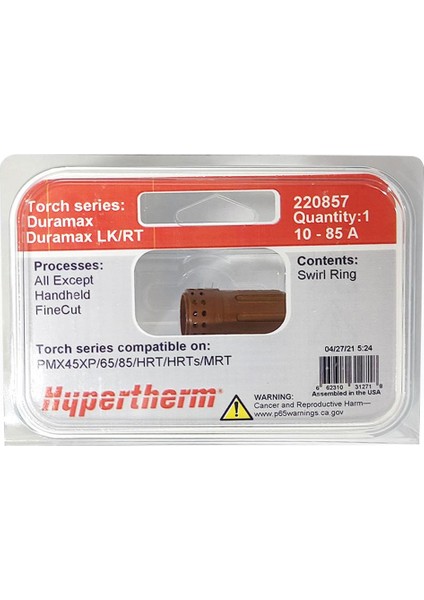 220857 Swirl Ring Hypertherm 45-85A PMX45XP/65/85 fiyatları