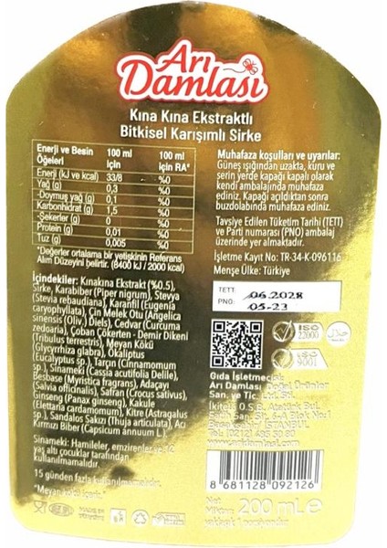 Kına Kına Ekstraktlı Bitkisel Karışım 200 ml