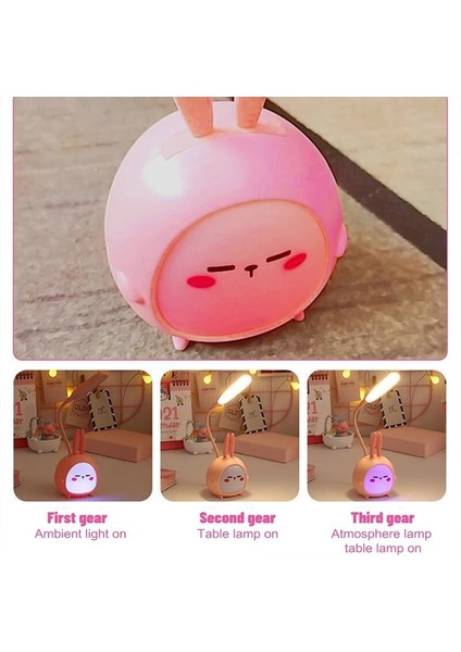 Okuma Lambası USB LED Tavşan Masa Lambası Çocuk Göz Koruması Masa Lambası Karikatür Renkli Gece Lambası (Yurt Dışından)