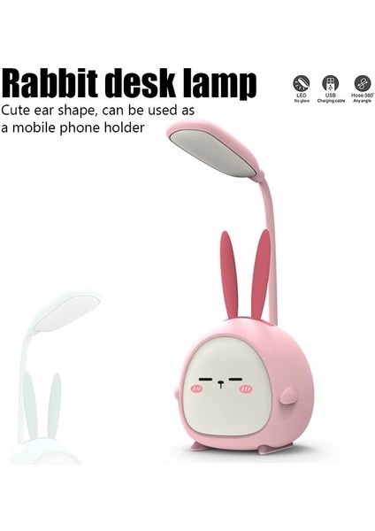 Okuma Lambası USB LED Tavşan Masa Lambası Çocuk Göz Koruması Masa Lambası Karikatür Renkli Gece Lambası (Yurt Dışından)
