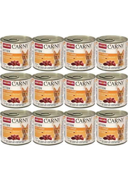 Carny Sığır Etli ve Kümes Hayvanlı Yavru Kedi Konservesi 200GR* 12 Adet