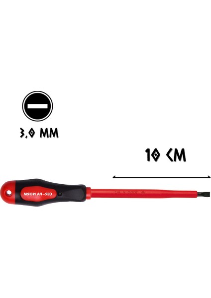 Prosoft İzoleli Tornavida Mıknatıslı Düz Uçlu 3.0 - 10 Cm