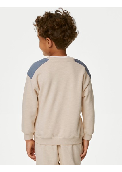 Marks & Spencer Saf Pamuklu Yuvarlak Yaka Sweatshirt