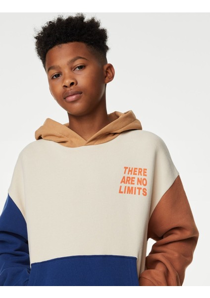 Marks & Spencer Renk Bloklu Kapüşonlu Sweatshirt