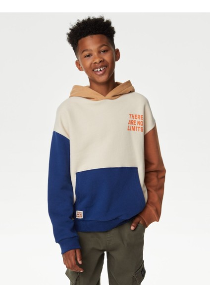 Marks & Spencer Renk Bloklu Kapüşonlu Sweatshirt