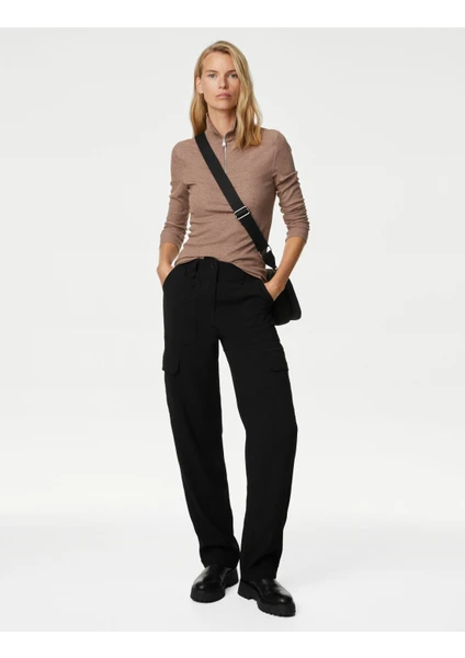 Marks & Spencer Relaxed Fit Yüksek Bel Kargo Pantolon