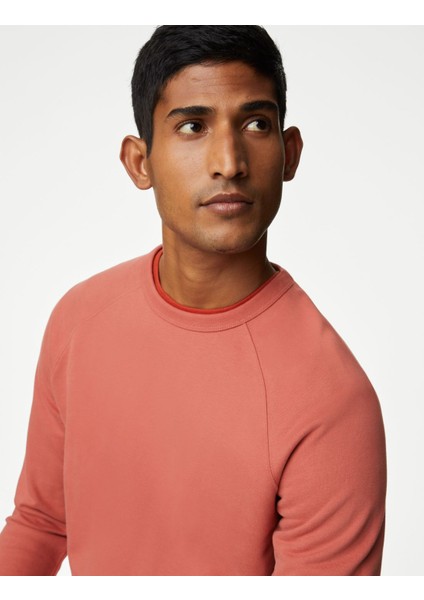 Marks & Spencer Saf Pamuklu Yuvarlak Yaka Sweatshirt