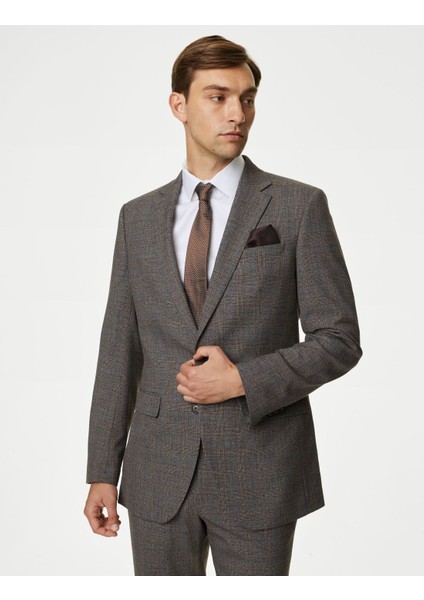 Regular Fit Ekose Desenli Ceket