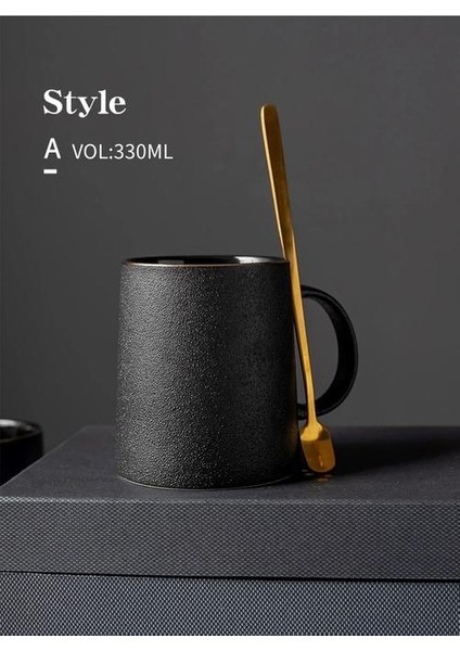 Seramik Kupa Tumblers Çay Tumbler Bardak Kahve Süt Kupalar Yenilik Büyük Vintage Ev Siyah Kupası | Kupalar (Siyah) (Yurt Dışından) fırsatları