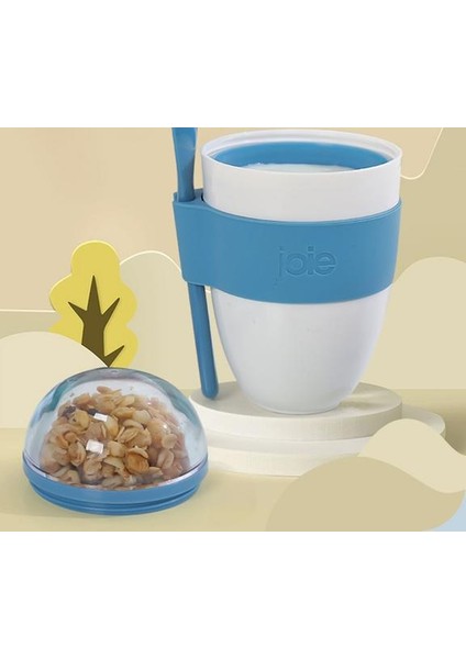 Taşınabilir Kahvaltı Fincan Işlevli Yulaf Deniz Kupası Tahıl Bpa Ücretsiz Pp Somun Yoğurt Kupa Kapak Kaşık Gıda Konteyner ile Snack Kupası | Kupalar (Mavi) (Yurt Dışından)