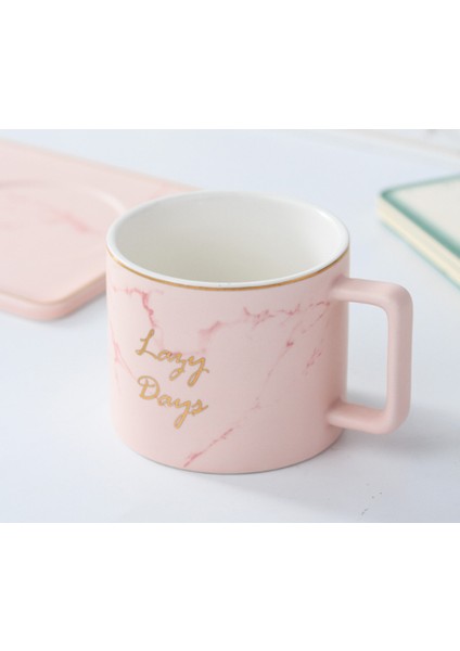 Altın Kaşık Kahve Fincanı Set Sofra Kahve Çay Süt Sopa Fincan Süt Kutusu Çay Kupası Tatlı Altın Kenar Plaka Kolu ile | Eski Moda Cam (Pembe) (Yurt Dışından)